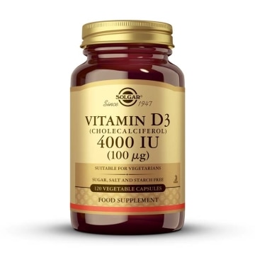 Solgar - Vitamina D3 (Colecalciferol) 4000 UI (100 μg) - 120 cápsulas vegetales